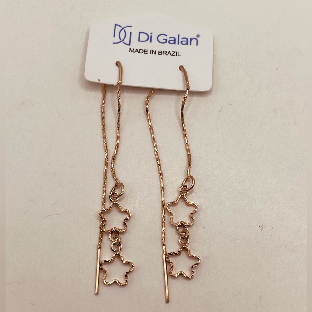 Gold filled threader earrings for women star design